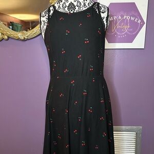 Arizona Jean Company Black Dress with Cherry Print